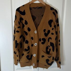 Slouchy Leopard Print Cardigan